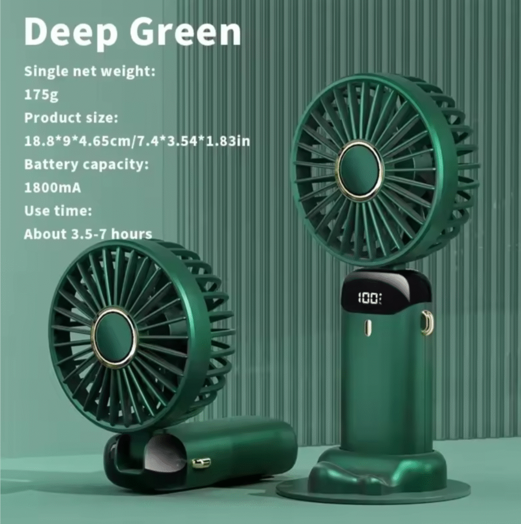Deep green hand fan